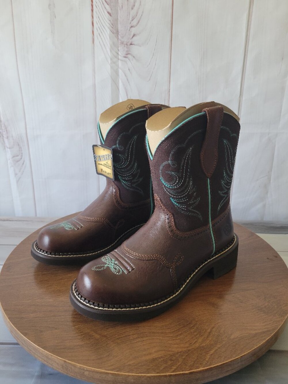 Ariat Fatbaby Heritage Dapper Western Boot, Royal Chocolate/Teal, Fatbaby toe